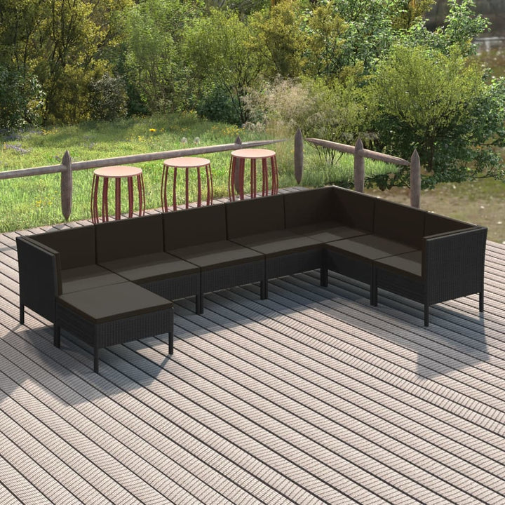 Loungegrupp Med Dynor 5 Delar Konstrotting Svart