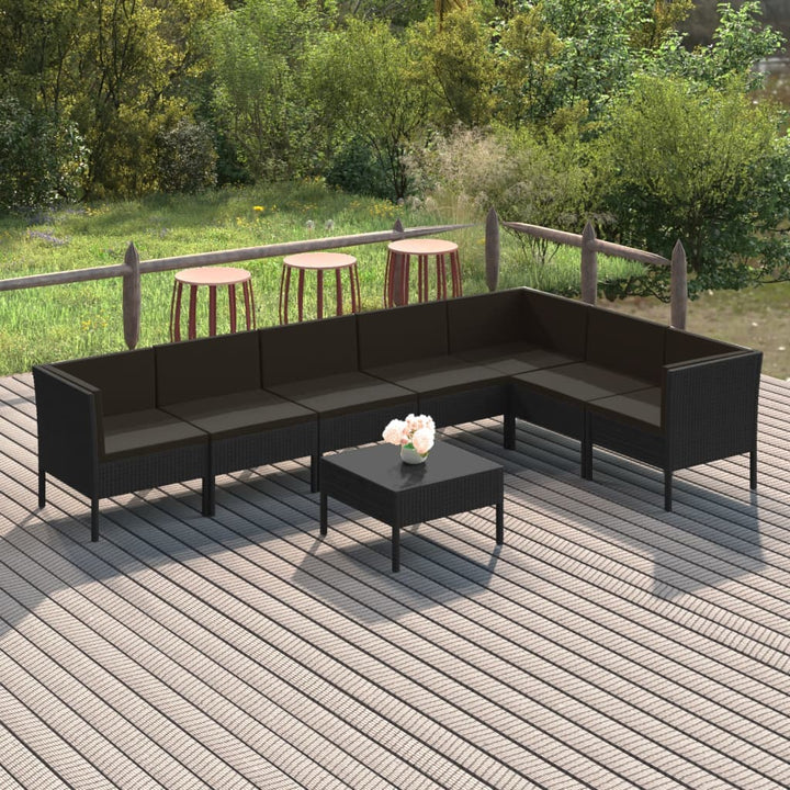 Loungegrupp Med Dynor 5 Delar Konstrotting Svart