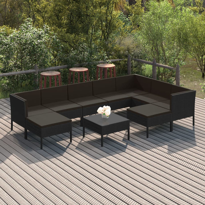 Loungegrupp Med Dynor 5 Delar Konstrotting Svart