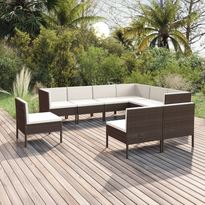 Loungegrupp Med Dynor 5 Delar Konstrotting Brun