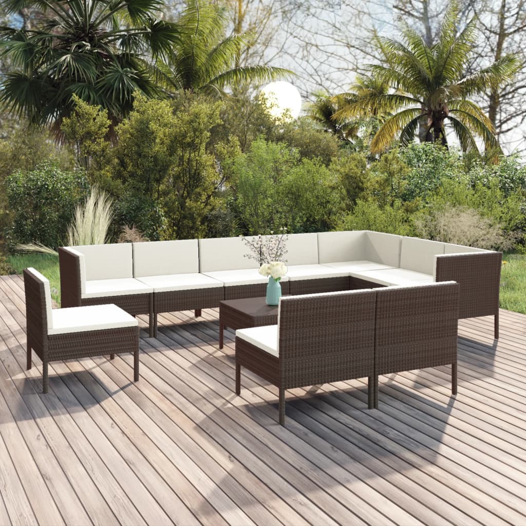 Loungegrupp Med Dynor 5 Delar Konstrotting Brun