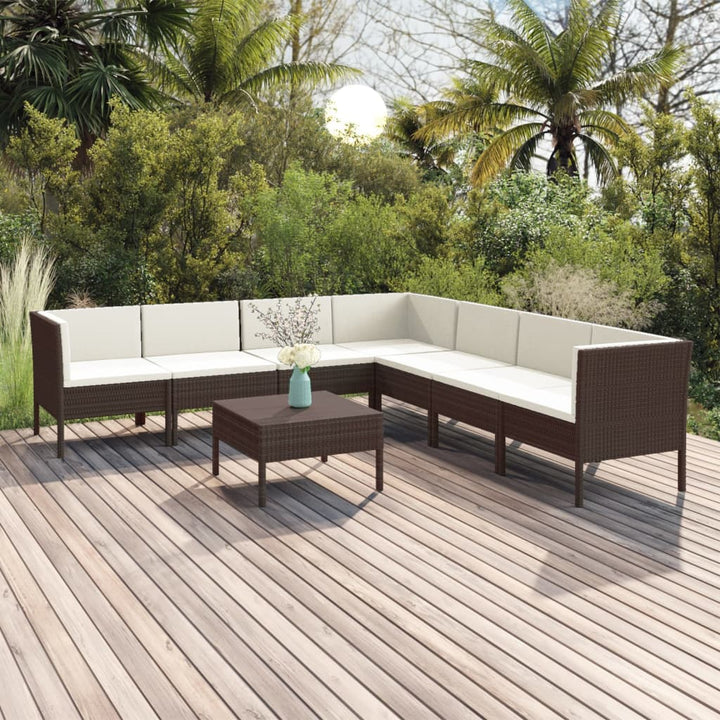 Loungegrupp Med Dynor 5 Delar Konstrotting Brun
