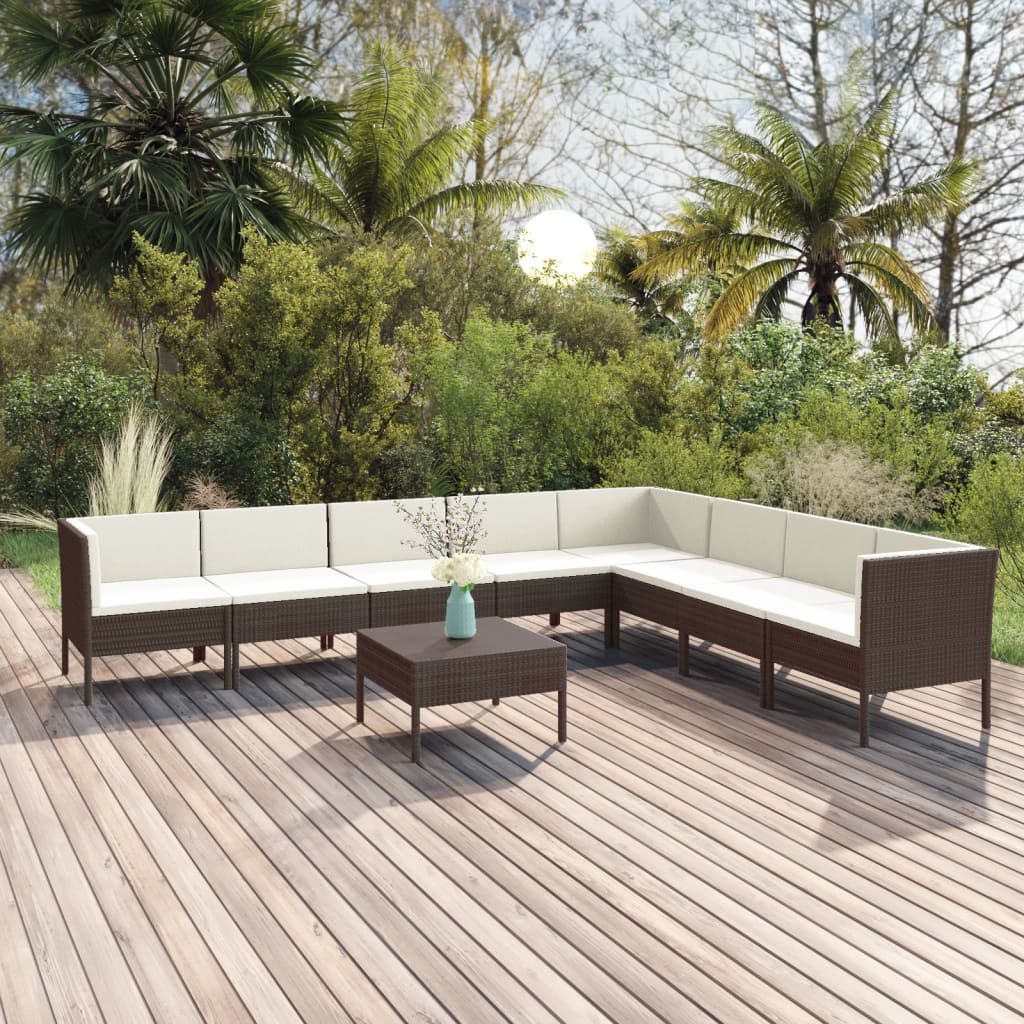Loungegrupp Med Dynor 5 Delar Konstrotting Brun