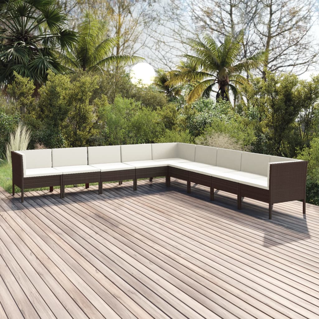 Loungegrupp Med Dynor 5 Delar Konstrotting Brun