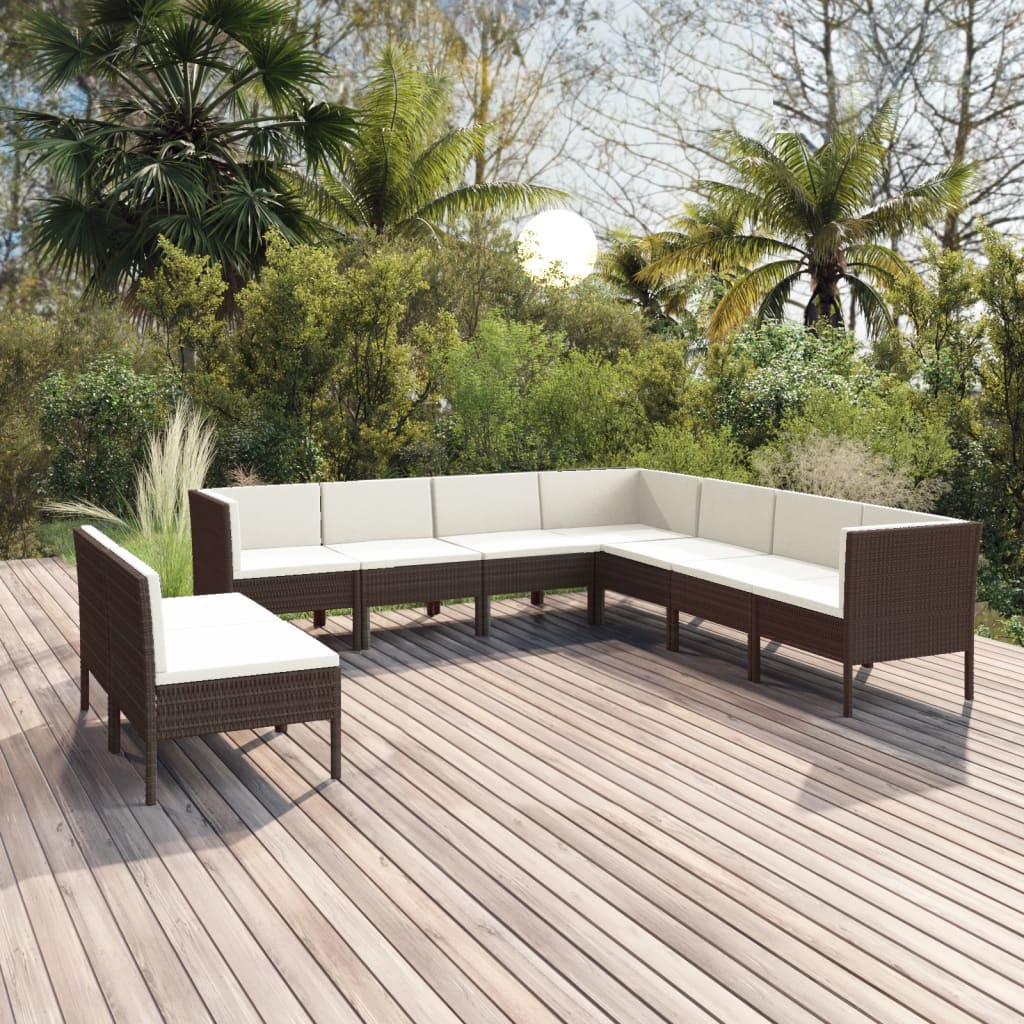 Loungegrupp Med Dynor 5 Delar Konstrotting Brun