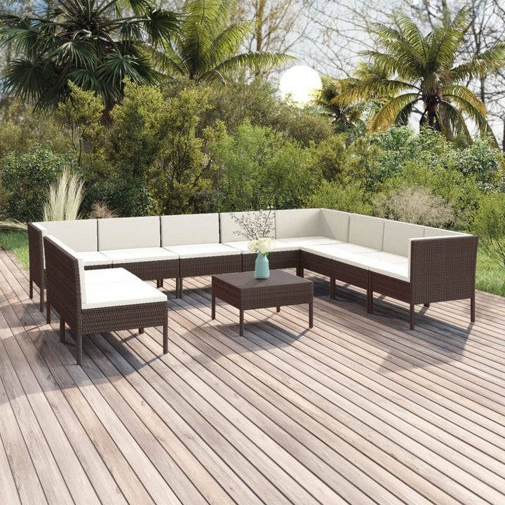 Loungegrupp Med Dynor 5 Delar Konstrotting Brun