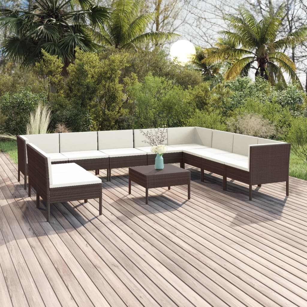 Loungegrupp Med Dynor 5 Delar Konstrotting Brun