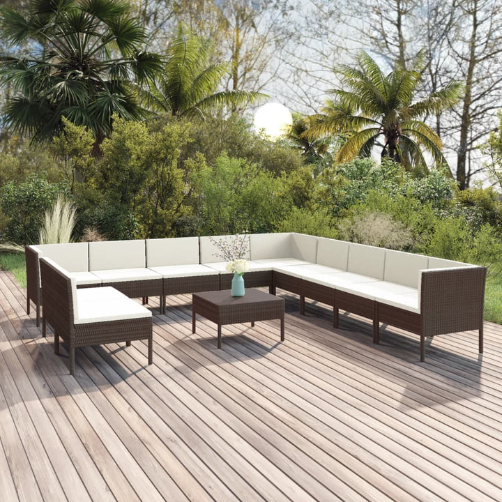 Loungegrupp Med Dynor 5 Delar Konstrotting Brun