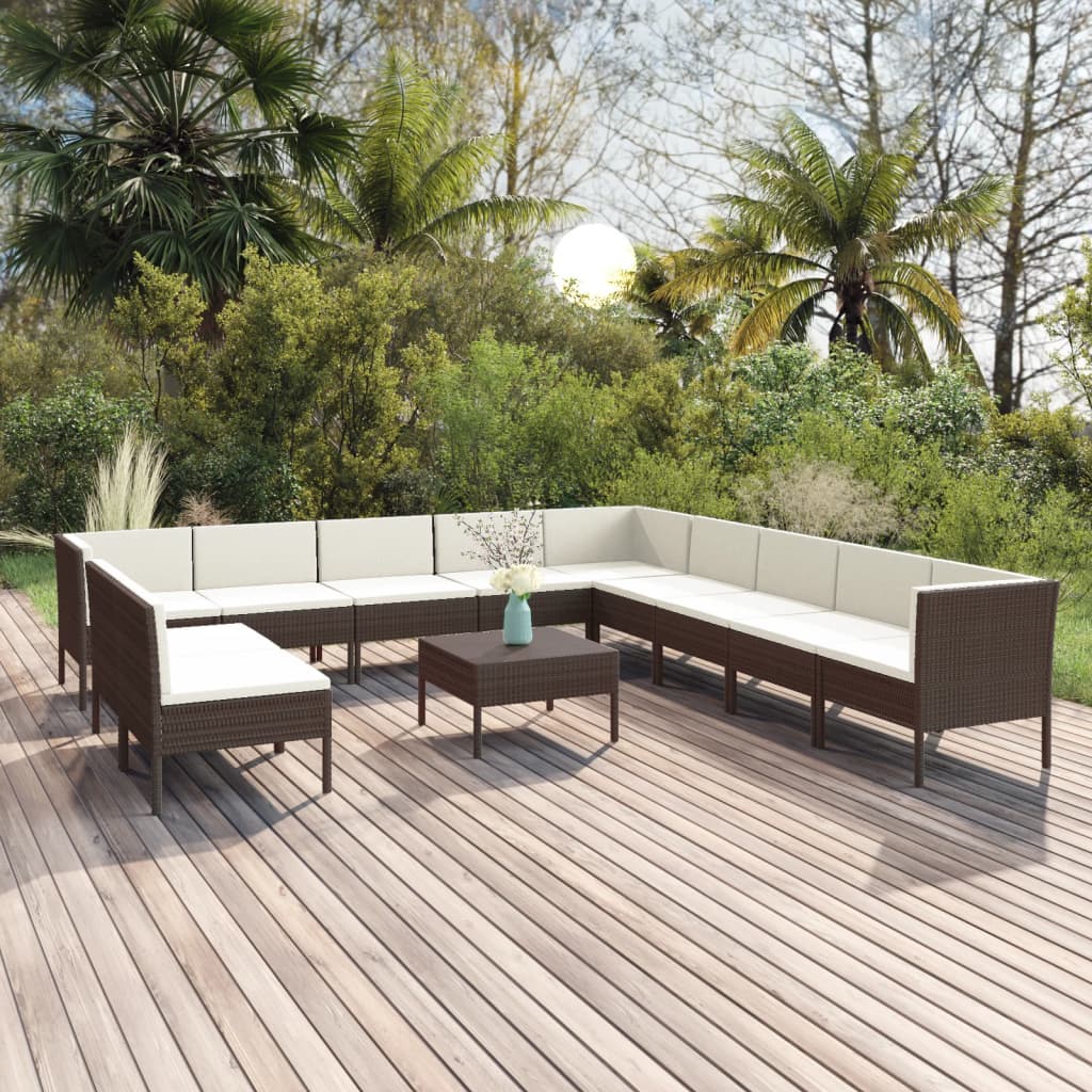 Loungegrupp Med Dynor 5 Delar Konstrotting Brun