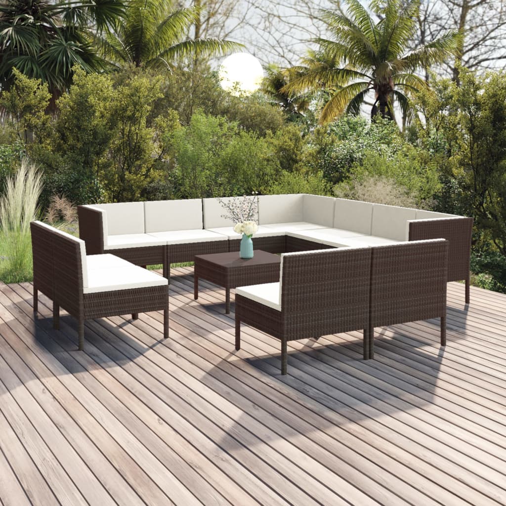 Loungegrupp Med Dynor 5 Delar Konstrotting Brun