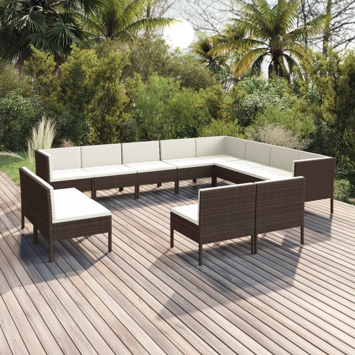 Loungegrupp Med Dynor 5 Delar Konstrotting Brun