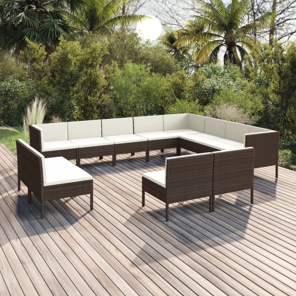 Loungegrupp Med Dynor 5 Delar Konstrotting Brun