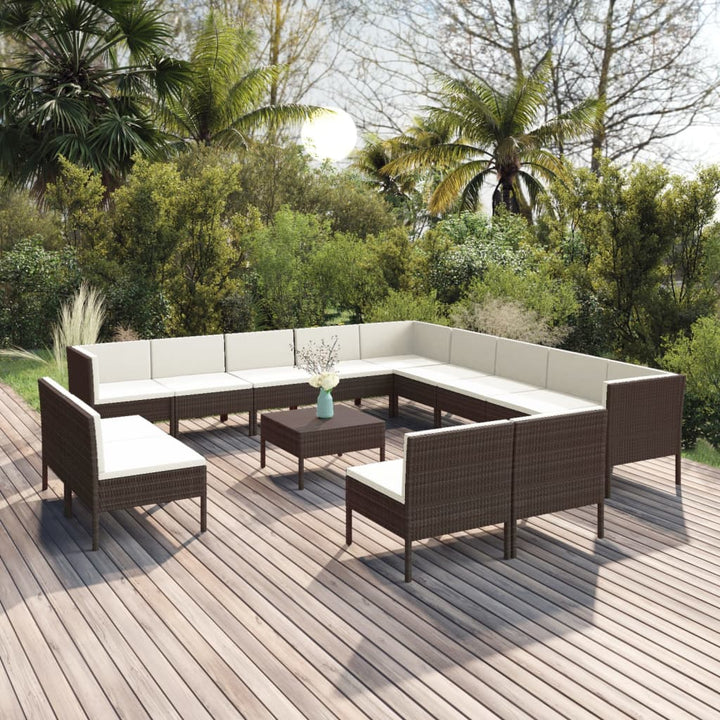 Loungegrupp Med Dynor 5 Delar Konstrotting Brun