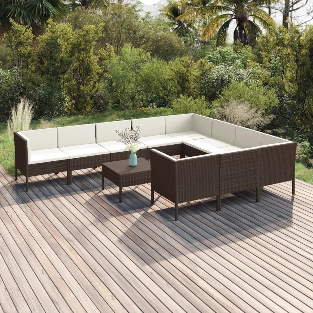 Loungegrupp Med Dynor 5 Delar Konstrotting Brun