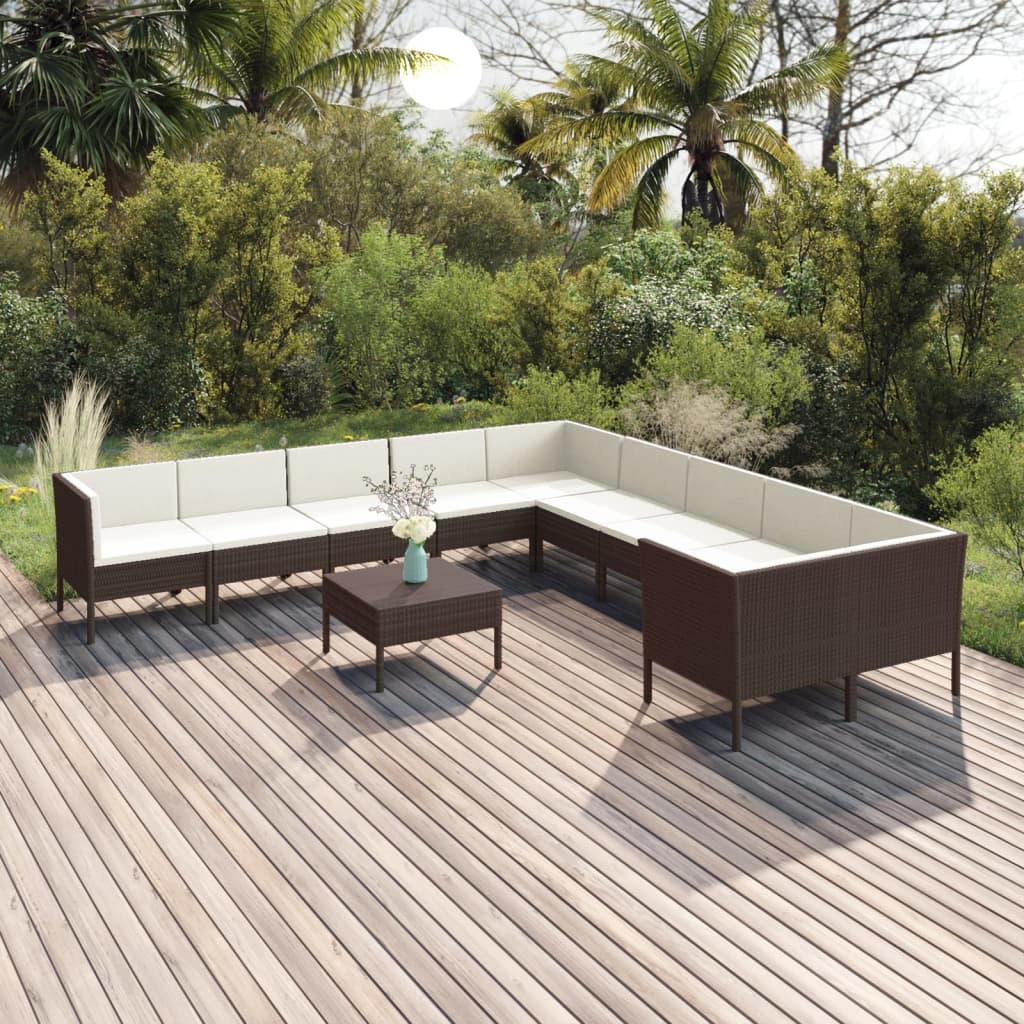 Loungegrupp Med Dynor 5 Delar Konstrotting Brun