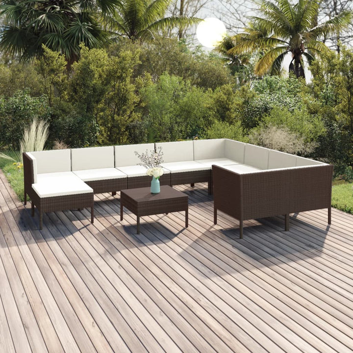 Loungegrupp Med Dynor 5 Delar Konstrotting Brun