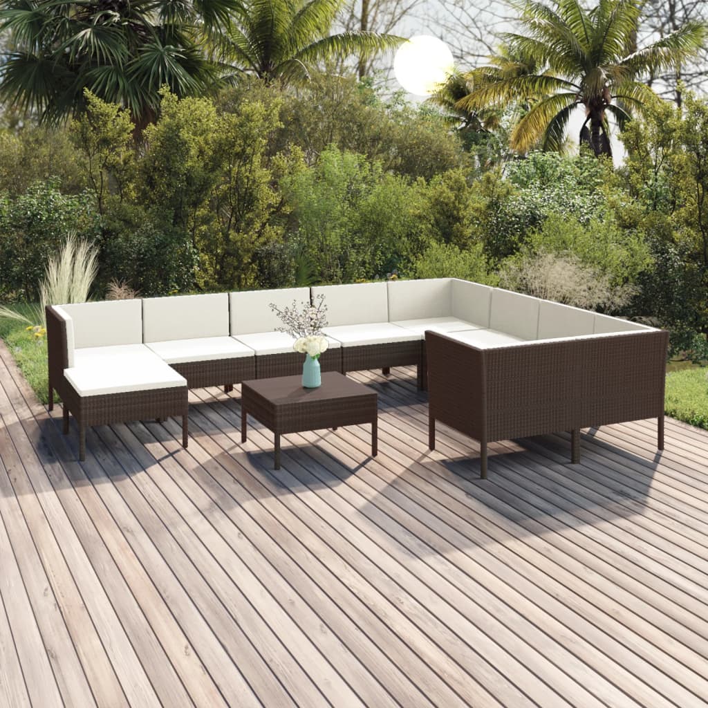 Loungegrupp Med Dynor 5 Delar Konstrotting Brun