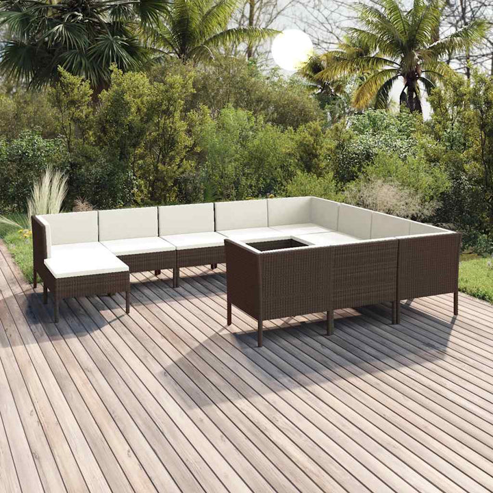 Loungegrupp Med Dynor 5 Delar Konstrotting Brun