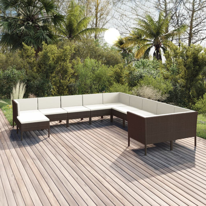 Loungegrupp Med Dynor 5 Delar Konstrotting Brun