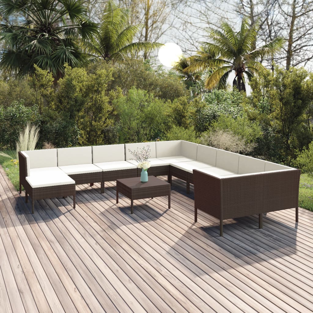 Loungegrupp Med Dynor 5 Delar Konstrotting Brun