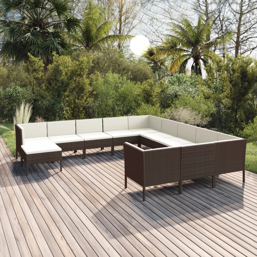 Loungegrupp Med Dynor 5 Delar Konstrotting Brun