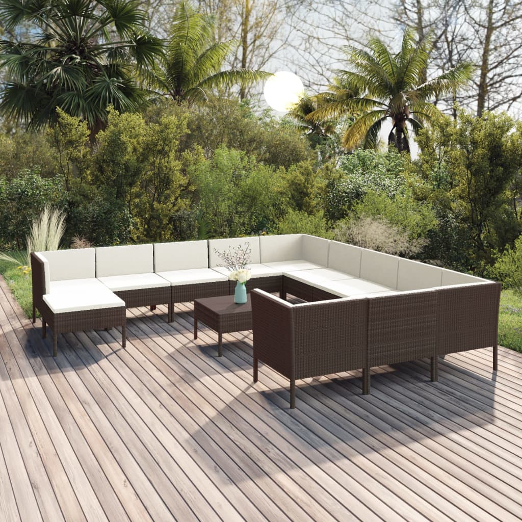 Loungegrupp Med Dynor 5 Delar Konstrotting Brun