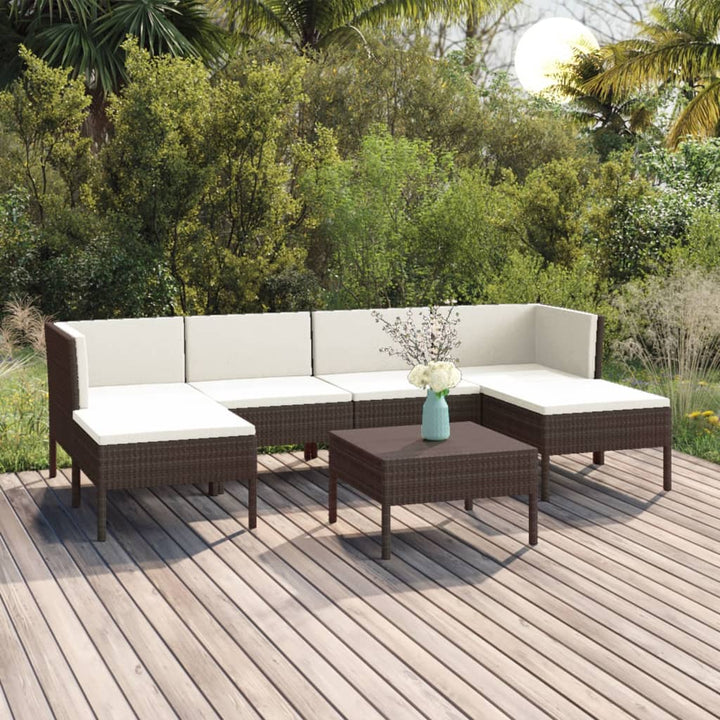 Loungegrupp Med Dynor 5 Delar Konstrotting Brun