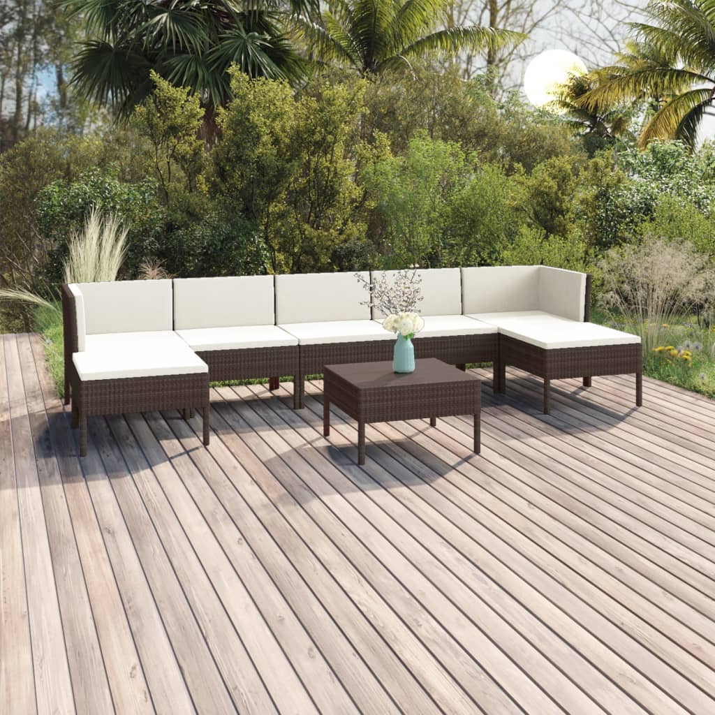 Loungegrupp Med Dynor 5 Delar Konstrotting Brun