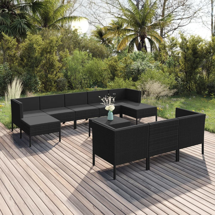 Loungegrupp Med Dynor 5 Delar Konstrotting Svart