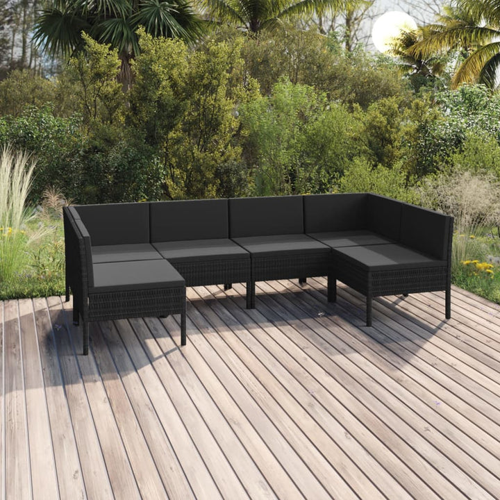 Loungegrupp Med Dynor 5 Delar Konstrotting Svart