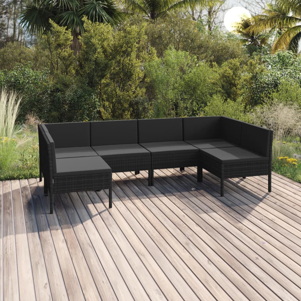 Loungegrupp Med Dynor 5 Delar Konstrotting Svart