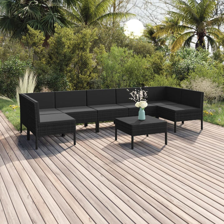 Loungegrupp Med Dynor 5 Delar Konstrotting Svart