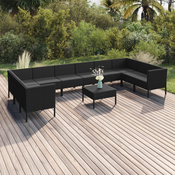 Loungegrupp Med Dynor 5 Delar Konstrotting Svart