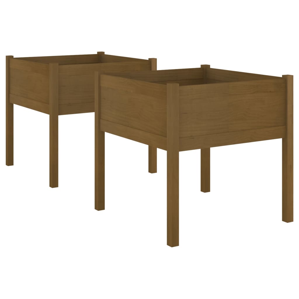 Odlingslåda 2 St 70X70X70 Cm Massiv Furu