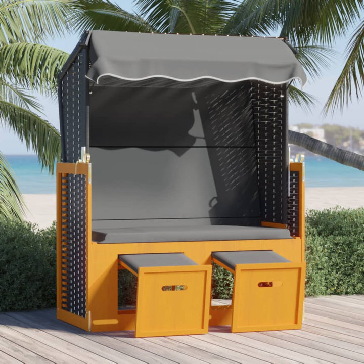 Strandkorg Med Tak Konstrottning Och Massivt Trä Röd &amp; Vit
