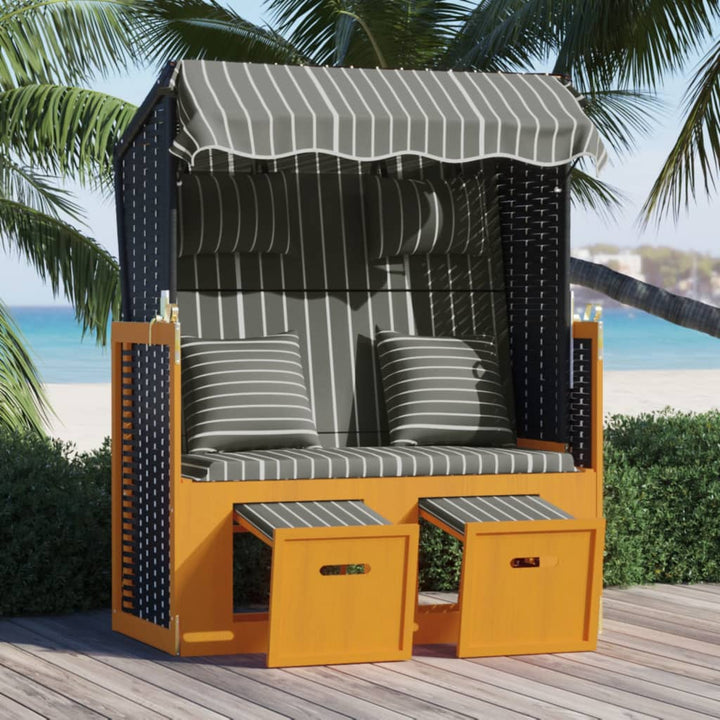 Strandkorg Med Dynor Konstrottning Och Massivt Trä
