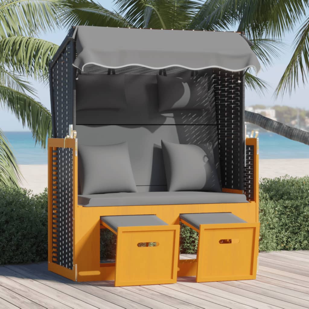Strandkorg Med Dynor Konstrottning Och Massivt Trä
