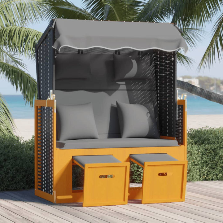 Strandkorg Med Dynor Konstrottning Och Massivt Trä