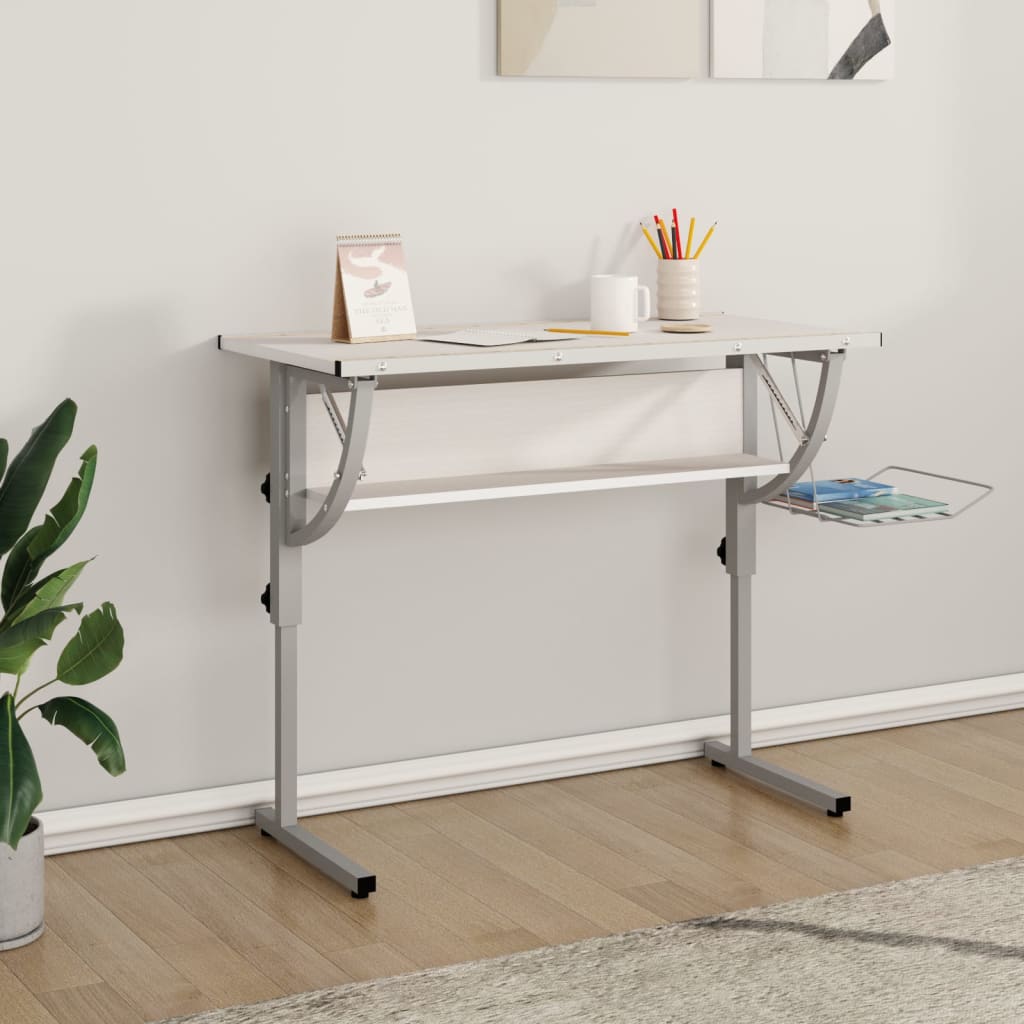 Ritbord Ek Och Grå 110X53X(58-87) Cm Konstruerat Trä &amp; Stål