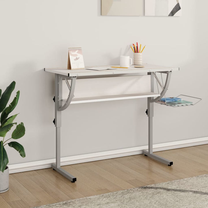 Ritbord Ek Och Grå 110X53X(58-87) Cm Konstruerat Trä &amp; Stål