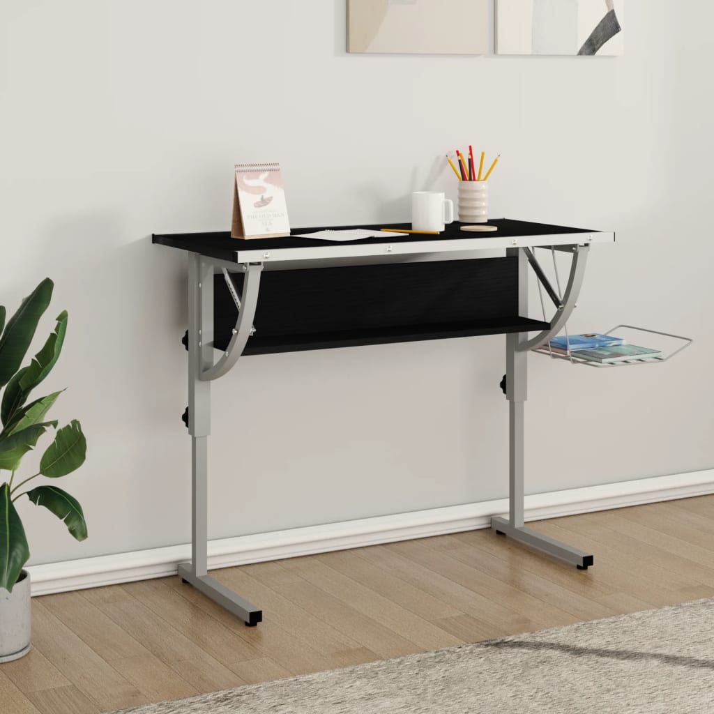 Ritbord Ek Och Grå 110X53X(58-87) Cm Konstruerat Trä &amp; Stål