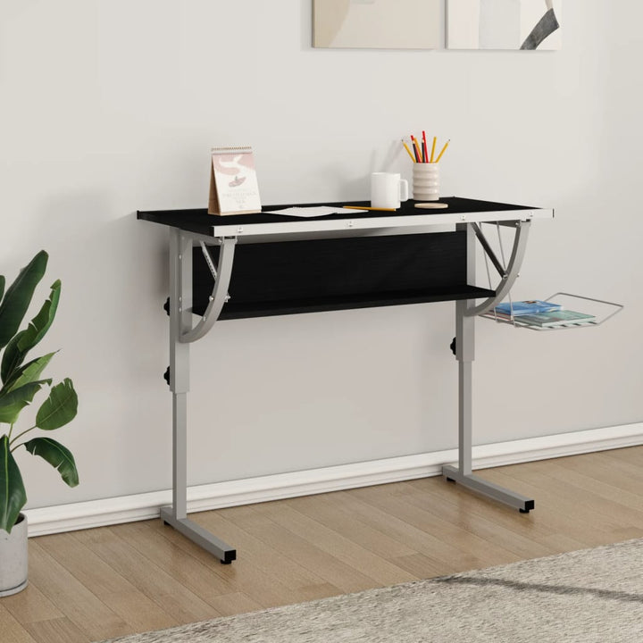 Ritbord Ek Och Grå 110X53X(58-87) Cm Konstruerat Trä &amp; Stål