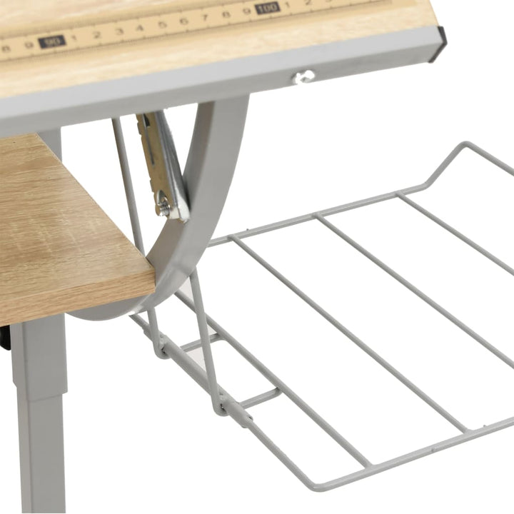 Ritbord Ek Och Grå 110X53X(58-87) Cm Konstruerat Trä &amp; Stål