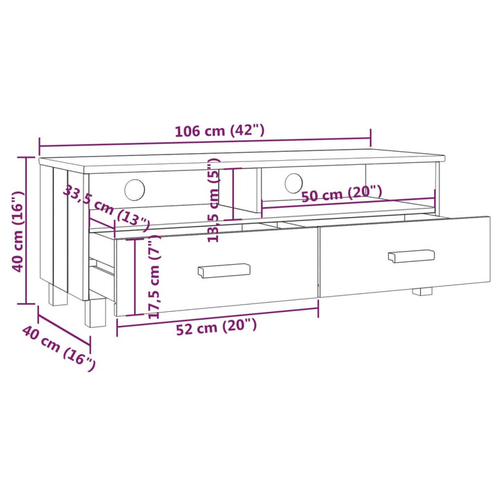Tv-Bänk Hamar 106X40X40 Cm Massiv Furu