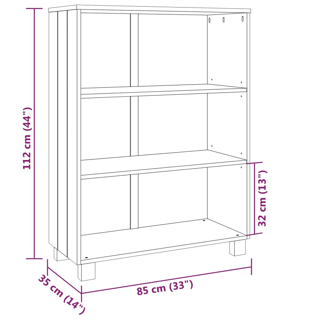 Bokhylla Hamar 85X35X112 Cm Massiv Furu