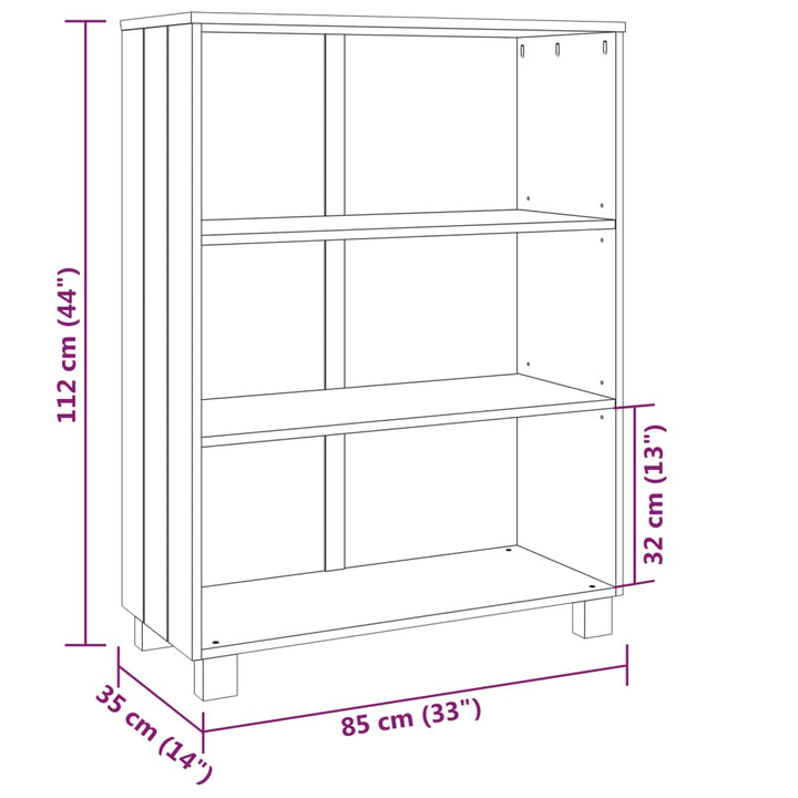 Bokhylla Hamar 85X35X112 Cm Massiv Furu
