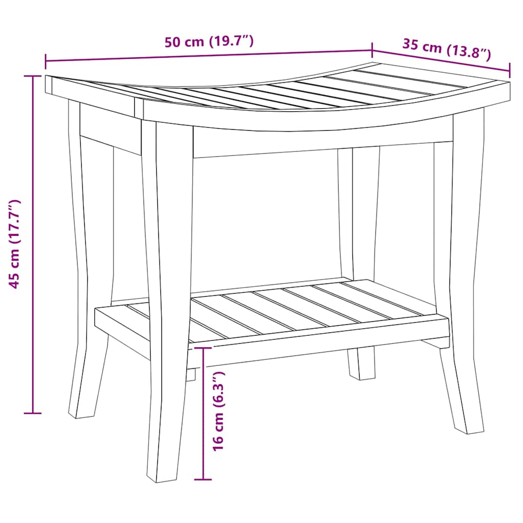 Sidobord För Badrum 50X35X45 Cm Massiv Teak