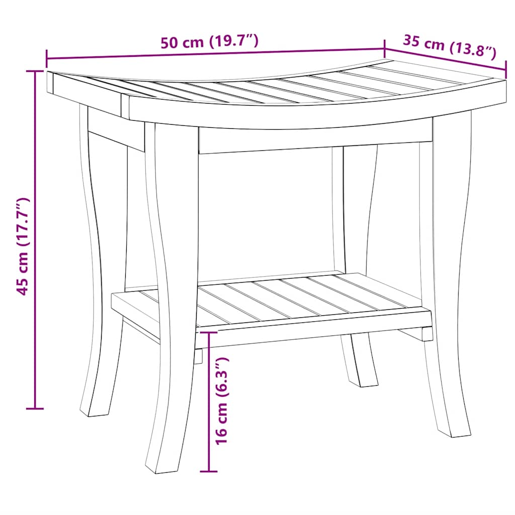 Sidobord För Badrum 50X35X45 Cm Massiv Teak