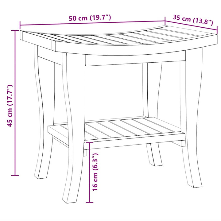 Sidobord För Badrum 50X35X45 Cm Massiv Teak