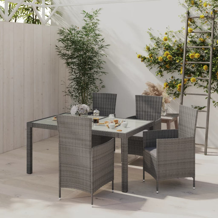 Matgrupp För Trädgården Med Dynor 11 Delar Konstrotting Svart